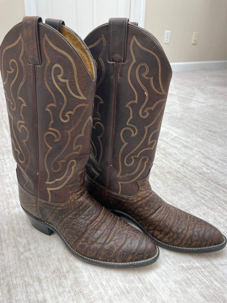 Justin Exotic Elephant Leather Western Boots Brown 8b Made In Mexico
